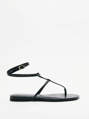 Płaskie sandały z rzemykami Square Essential Fly ze skóry nappa PATRIZIA PEPE