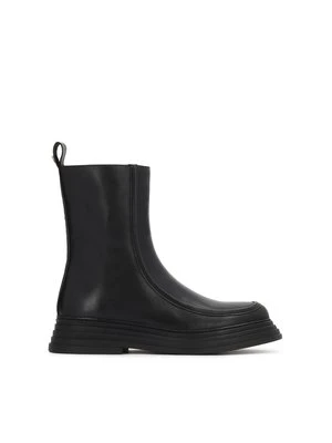 Płaskie skórzane botki z suwakiem Kazar