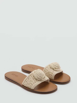 Płaskie szydełkowe klapki złamana biel - Dzieci - - MANGO KIDS