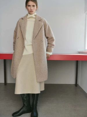 Płaszcz boucle z klapami beżowy - Kobieta - - MANGO