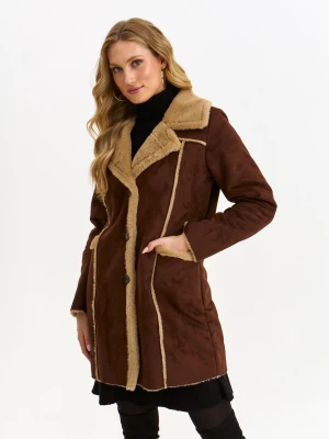 Płaszcz damski camel - SPZ0657BE płaszcz - TOP SECRET - Odzieżowy sklep internetowy TOP SECRET