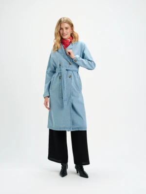 Płaszcz damski niebieski - SPZ0663NI płaszcz - TOP SECRET - Odzieżowy sklep internetowy TOP SECRET
