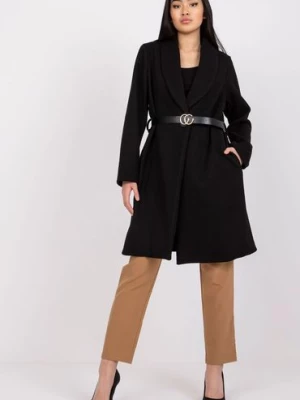 Płaszcz damski z kieszeniami - czarny Italy Moda