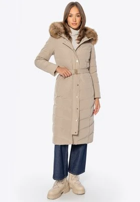 Płaszcz damski z naturalnym wypełnieniem beżowy Wittchen