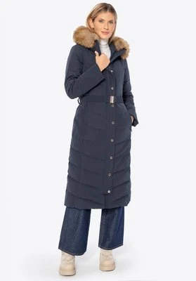 Płaszcz damski z naturalnym wypełnieniem granatowy Wittchen