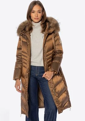 Płaszcz damski z nylonu z puchowym wypełnieniem złoty Wittchen