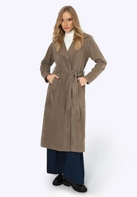 Płaszcz damski zamszowy z owczej skóry ciemny beż Wittchen