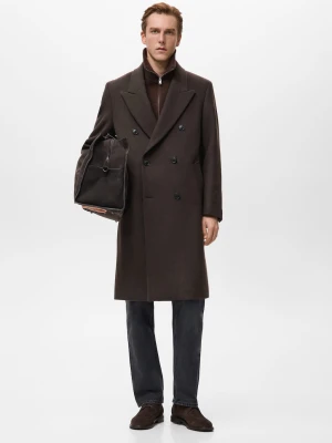 Płaszcz dwurzędowy oversize czekoladowy - Mężczyzna - - MANGO MAN