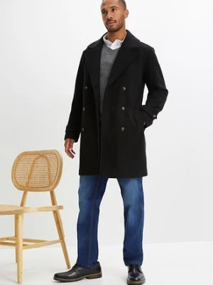 Płaszcz dwurzędowy z materiału z domieszką wełny bonprix