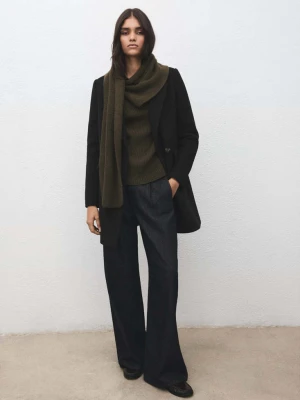 Płaszcz dwurzędowy z mieszanki wełny czarny - Kobieta - - MANGO