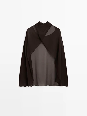Płaszcz Dwurzędowy Ze 100% Jedwabiu Morwowego - Brązowy - Massimo Dutti - Female