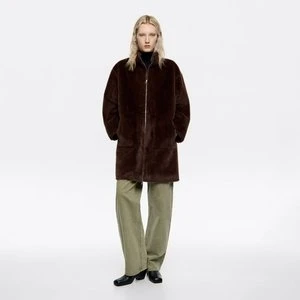 Płaszcz dwustronny średniej długości ciemnobrązowy BIMBA Y LOLA