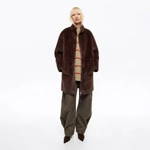 Płaszcz dwustronny średniej długości ciemnobrązowy BIMBA Y LOLA