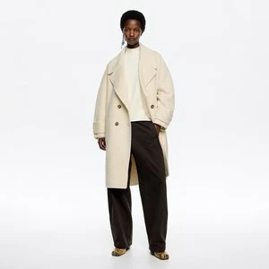 Płaszcz maxi klapy dwustronny kość słoniowa BIMBA Y LOLA