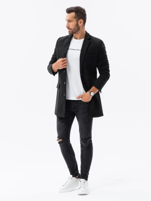 Płaszcz męski klasyczny jednorzędowy - czarny V3 C432
 -                                    XL Ombre