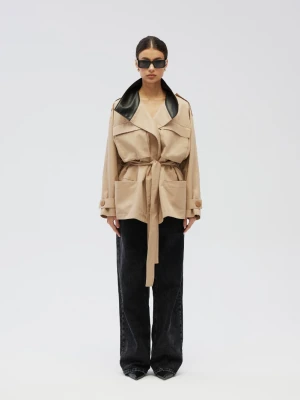 Płaszcz o długości midi w kolorze BEŻOWYM- LENOX-S/M Marsala