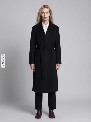 płaszcz o kroju regular fit z dodatkiem wełny model 'Mindina' Hugo Czarny
