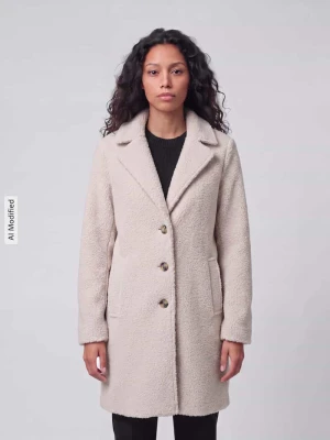 płaszcz o kroju regular fit z kołnierzem z połami Tom Tailor Beżowy