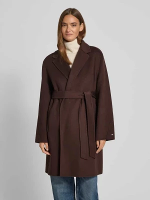 Płaszcz o kroju regular fit z mieszanki wełny Tommy Hilfiger Ciemnobrązowy