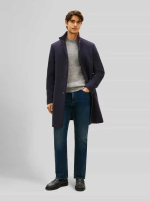 płaszcz o kroju regular fit z mieszanki wełny Tommy Hilfiger Granatowy