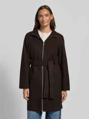 Płaszcz o kroju regular fit z paskiem w talii Vero Moda Czekoladowy