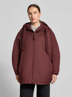 płaszcz o kroju relaxed fit z kapturem model 'PURE' G-LAB Bordowy