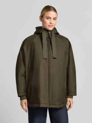 płaszcz o kroju relaxed fit z kapturem model 'PURE' G-LAB Oliwkowy