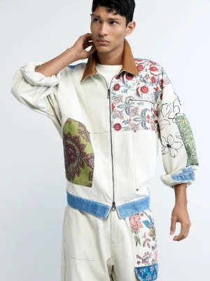 Płaszcz patchwork Desigual biały