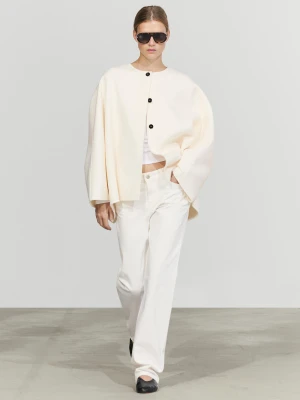 Płaszcz Peleryna Z Domieszką Wełny - Beżowy - Massimo Dutti - Female