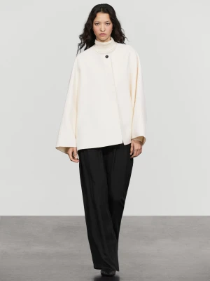 Płaszcz Peleryna Z Domieszką Wełny - Beżowy - Massimo Dutti - Female