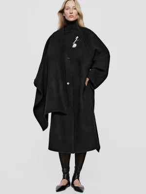 Płaszcz Peleryna Z Mieszanki Wełny I Kaszmiru - Limited Edition - Czarny - Massimo Dutti - Female