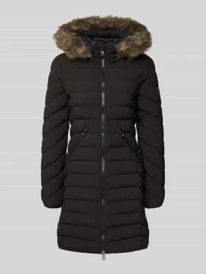 Płaszcz pikowany o kroju regular fit z obszyciem ze sztucznego futra model ‘Fuji’ Superdry
