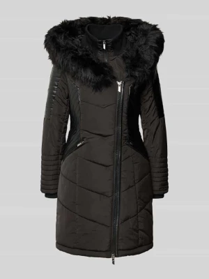 Płaszcz pikowany o kroju shaped fit z imitacji skóry model ‘NEWLINETTE’ Only