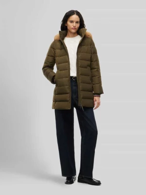 Płaszcz pikowany z kaptur ze sztucznego kożuszka model 'TYRA' Tommy Hilfiger Khaki