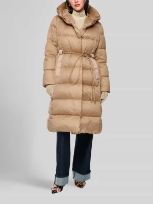 Płaszcz pikowany z wiązanym paskiem Marc Cain Camel