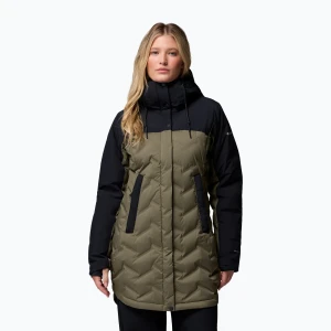 Płaszcz puchowy damski Columbia Mountain Croo III Mid Down stone green / black
