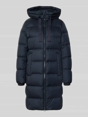 płaszcz puchowy o kroju regular fit z nadrukiem z logo Marc O'Polo Granatowy