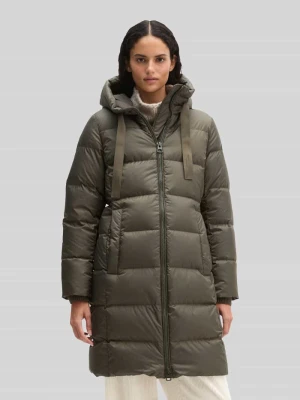 płaszcz puchowy o kroju regular fit z nadrukiem z logo Marc O'Polo Oliwkowy