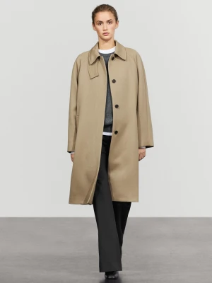 Płaszcz Ze 100% Wełny - Beżowy - Massimo Dutti - Female