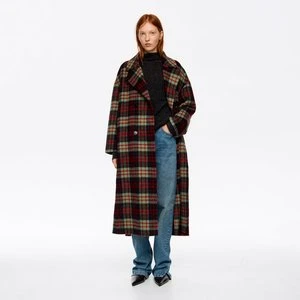 Płaszcz sartorialny dwustronny długi krata czerwony BIMBA Y LOLA