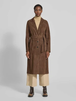 Płaszcz skórzany z wiązanym paskiem model ‘EDEL’ Marella