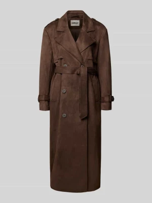 Płaszcz w kroju regular fit z materiał skóropodobny model 'LINA' Only Czekoladowy