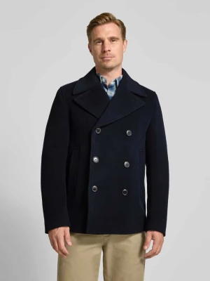 Płaszcz w kroju slim fit z mieszanki wełny model 'H-Hyde-Peacoat-264' Boss Granatowy