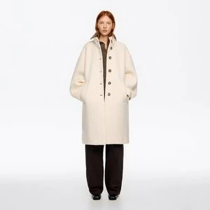 Płaszcz wełna bouclé midi złamana biel BIMBA Y LOLA