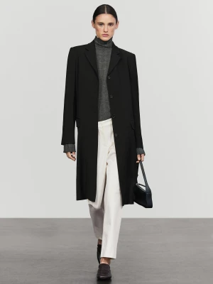 Płaszcz Wełniany - Czarny - Massimo Dutti - Female