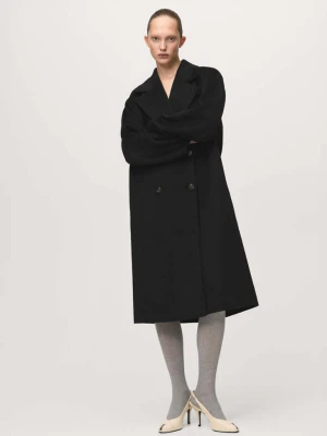 Płaszcz wełniany handmade oversize czarny - Kobieta - - MANGO