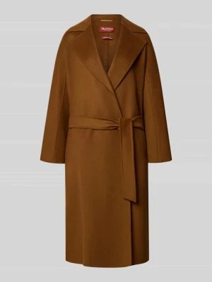 Płaszcz wełniany krój regular fit z dodatkiem kaszmiru model 'CLES' Max Mara Ciemnobrązowy