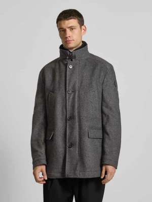 Płaszcz wełniany męski JOOP! Collection;Mieszanka wełny;Prosty krój;Model ‘Gary’;Stójka;Kieszenie z patką;Zapięcie na guzik;Boczne, wpuszczane kieszenie;Długość