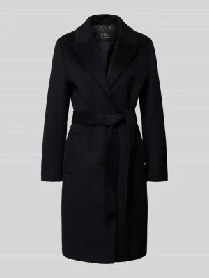 Płaszcz wełniany o kroju regular fit z wiązanym paskiem w talii s.Oliver BLACK LABEL