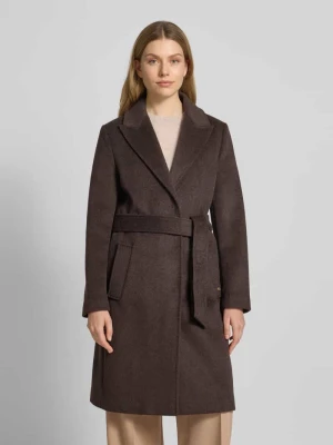 Płaszcz wełniany o kroju regular fit z wiązanym paskiem w talii s.Oliver BLACK LABEL